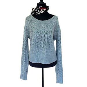Hippie Rose Corn Flower Blue Midrise Sweater- Long Sleeves,